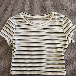 Striped Crop Top - Black, White, Tan